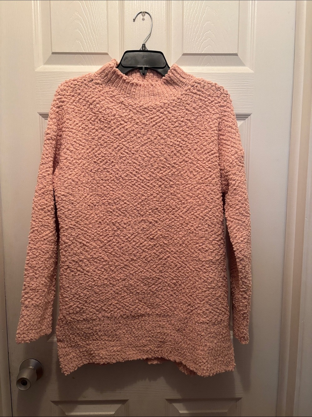 Textured Mock Neck Sweater in Blush Pink